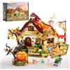 LUMIBRICKS Fattoria autunnale con illuminazione a LED, 1557 pezzi, kit di costruzione per adulti, modello europeo con campo di zucca, stand del mercato e tetto rimovibile