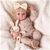 JIZHI Bambole Reborn 17 Pollici Bambina, Bambola Realistica, Corpo Morbido | Bambole Reborn femmina con Occhi Blu, Capelli Biondi, Arti in Vinile e Accessori, Regalo per Bambini 3+