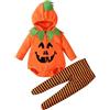 HEONSATI Tutina Zucca Neonato Pagliaccetto Per Bambini Da Carnevale Pumpkin | Costume Da Zucca Body Curvy Costumi Set 0-24 Mesi Manica Lunga Pile Cerniera Con Cappuccio Stampa Divertente Pumpkin