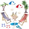 JNYUTEEN 14 Pezzi Mini Decorazione da Spiaggia, Set Multicolore con Mini Ombrelloni Palme, Paesaggi da Spiaggia in Resina con Sedie a Sdraio Tavolino Barca e Salvagenti per Diorami DIY