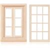 MAYJOYDIY Finestra in legno per casa delle bambole in 2 stili 1:12 cornici in miniatura in legno mini mobili per casa delle bambole fai da te giardino finestre ornamenti per case delle bambole