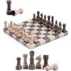 MARBLORE Set di scacchi in marmo per adulti, 25,4 cm, fatto a mano, Verona e scacchiera oceanica, con 32 pezzi e 2 regine extra, gioco di scacchi da viaggio di lusso, regalo elegante per donne e decorazioni