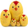 Boerni Set di 5 bambole russe Matrioska in legno, a forma di uovo, raffiguranti un gallo giallo della fattoria. Ideale come regalo per bambini, Pasqua, Natale, compleanno o decorazione per la casa.