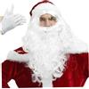 BEAHING Set da 5 pezzi di barba e parrucca da Babbo Natale, costume di Natale Costume da Babbo con capelli ricci carini, barba con cappello, guanti, occhiali, festa in maschera