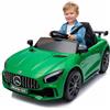 FINOOS Mercedes GTR AMG - Auto elettrica per bambini, 12 V, con telecomando, 2 + 1 livelli di velocità, clacson, LED, musica, Bluetooth (verde)