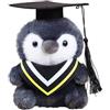 Generisch Peluche a forma di pinguino con cappello da dottore, regalo di laurea 2026, con sciarpa colorata, 16 cm, per Bachelor Master (giallo)