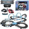 AGM MASTECH AGM MASETCH - Set da corsa per auto con contatore LED, alta velocità, pit stop carburante, feedback vocale, 4 auto con licenza, pista da 13,5 m / 44ft, alimentazione elettrica o a batteria, per 8+