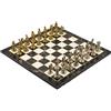 GiftHome Set di scacchi in metallo per adulti, figure ottomane vs bizantine, pezzi fatti a mano e design in marmo, scacchiera in legno King 6 cm