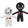 Bemonew 2 pezzi di bambola voodoo inquietante, decorazione antistress fatta a mano all'uncinetto per amici colleghi, forniture per feste di Halloween, bianco nero