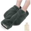 Tiptop Home BNGXR Scaldapiedi Borsa Acqua Calda, 2L Scalda Piedi non Elettrico Lavabile Borsa Acqua Calda Peluche, 2 in 1 Scaldapiedi Peluche Morbido con Tasca per Uomini e Donne (Grigio)