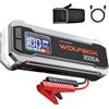 WOLFBOX 3000A Booster Avviamento Auto, 8L Benzina o 6L Diesel, MV16 | Avviatore Emergenza per auto/moto, Starter Batteria auto Portatile con Booster Torcia a LED