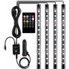 Retoo Luci LED Interne Auto 4 Strisce RGB 48 LED - 8 Colori, Kit Di Illuminazione LED Adesivo Per Auto, Car Passion Kit, Telecomando, Resistente All'acqua, Installazione Facile