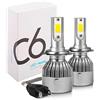Mediawave Store - Coppia Lampadine, Luci LED C6, Fari Auto e Moto, Coppia Lampadine 3800LM 36W, Luce Bianca, Lampadine Automobile, Fari Veicoli Da Strada (H7)