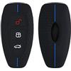 kwmobile Custodia Coprichiave Compatibile con Ford con 3 tasti Keyless Go Cover - Copri Telecomando Chiave Auto - Copri Chiavi Macchina nero / blu