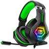 Ozeino Cuffie Gaming per Ps4 Ps5 PC Xboxone, Cuffie con Microfono Cancellazione del Rumore, 3D Surround Sound, Cuffie Comfort con LED RGB,verde