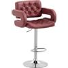 HOMCOM Sgabello Bar con Altezza Regolabile con Seduta Morbida Rosso Vino | Sgabello Cucina Alto in PU, con Schienale, Poggiapiedi, Braccioli, Struttura in Acciaio, Girevoli a 360°, per Penisola