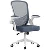 naspaluro Sedia Ufficio,Sedie Scrivania Braccioli Ribaltabili 90°,BluGrigio | Poltrona Ufficio Ergonomica lombare, Conservabile,Rivestimento in Rete Traspirante, Sedia Girevole a 360° Con Funzione Swing