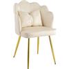 Il Gruppone Passione Casa IlGruppone Poltrona Conchiglia in Velluto, Sedia Imbottita per Camera da Letto e Salotto, Poltroncina Design Moderno con Cuscino e Gambe in Acciaio (Beige)