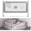 Tubiaz 150CM Barriera per letto, Barriera pieghevole per letto per bambini, Protezione per letto per bambini per prevenire le cadute, Barriera per bambini piccoli, Facile da montare, Grigio Ricamato