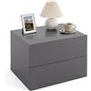 COSTWAY Comodino Sospeso con 2 Cassetti, 42 x 30 x 29 cm, Grigio,1 | Comodino da Parete con Ampio Piano, Cassettiera Salvaspazio e Moderno per Soggiorno, Studio, Ingresso e Camera da Letto