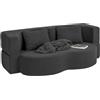 SoBuy divano letto 2 posti divano convertibile con 2 cuscini per soggiorno | Divano letto matrimoniale con schiuma 25D e rivestimento in velluto a coste, senza montaggio, nero, FST101-SCH