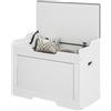 HOMCOM Cassapanca da 103L Panca Contenitore Multiuso 75x40x56 cm Bianco | Cuscino in Tessuto Lavabile, Panca Portaoggetti in Legno, per Ingresso, Corridoio, Camera da Letto, Soggiorno, Da Interno