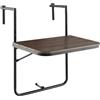 GIANTEX Tavolino Pieghevole da Balcone Nero/Marrone, Tavolo Tavolino da Ringhiera Salvaspazio Altezza Regolabile Struttura in Metallo, 72,5x64x60 cm (Marrone)