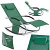 SoBuy Lettino Sdraio da Giardino a Dondolo - Sedia a Dondolo da Esterno in Textilene Verde Scuro con Telaio in Metallo, 150x63x87cm, Lettino Prendisole per Terrazza, Piscina, Patio, OGS28-WD