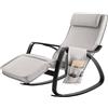 SoBuy Sedia a dondolo con poggiapiedi regolabile | Poltrona relax oscillante con poggiatesta e tasca laterale, comfort per soggiorno grigio FST20-HG