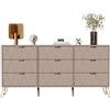 UEV Cassettiera 9 Cassetti, Como con Motivo a Linea 150x34x74cm,BeigeMocca | Mobile con Cassetti, Credenza Moderna per TV, Mobile per Soggiorno Corridoio Cucina