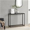 [en.casa] Tavolo a Consolle da Ingresso Corridoio 80 x 100 x 30 cm Tavolo Stretto con Piano di Appoggio in MDF Effetto Marmo Nero Telaio Rettangolare in Metallo Nero
