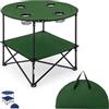 PALUPLUS Tavolo da Campeggio Pieghevole in Tessuto Oxford 600D, Misura 72x72x60 cm, Tavolino Portatile con 4 Portabicchieri e Borsa per Trasporto, per Picnic, Spiaggia -8017C-2,3 (Verde)