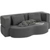 SoBuy divano letto 2 posti divano convertibile con 2 cuscini per soggiorno | Divano letto matrimoniale con schiuma 25D e rivestimento in velluto a coste, senza montaggio, grigio, FST101-DG