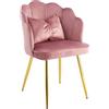 Il Gruppone Passione Casa IlGruppone Poltrona Conchiglia in Velluto, Sedia Imbottita per Camera da Letto e Salotto, Poltroncina Design Moderno con Cuscino e Gambe in Acciaio (Rosa Antico)