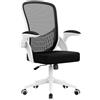 naspaluro Sedia Ufficio,Sedie Scrivania Con Braccioli Ribaltabili 90°,Blanc | Poltrona Ufficio Ergonomica lombare, Conservabile,Rivestimento in Rete Traspirante, Sedia Girevole a 360° Con Funzione Swing