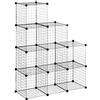 HOMCOM Mobile Libreria Salvaspazio 9 Cubi Bambini Rete 35x35x35cm Nero | Organizzatore per Vestiti e Giocattoli di Bambini, Scaffale Portaoggetti, Scarpiera in Rete con Pannelli in Acciaio e PP