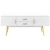 [en.casa] Mobile Porta TV con 2 Cassetti Stand Multimediale a 2 Ante e Vani Chiusi Fori Passacavo Mobile Contenitore per Soggiorno Studio Ingresso 140x40x56 cm - Bianco