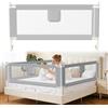 Tubiaz 150CM Barriera per letto, Barriera pieghevole per letto per bambini, Protezione per letto per bambini per prevenire le cadute, Barriera per bambini piccoli, Facile da montare, Grigio