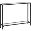 HOOBRO Consolle a 2 ripiani, in vetro, sottile, per corridoio, con 2 ripiani, 100 x 22 x 80 cm, in vetro temperato, tavolino da esposizione moderno per soggiorno, piccolo spazio, nero EBK04XG01