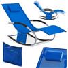 SoBuy Sdraio da Giardino con Cuscino 150×63×87cm, Portata 150 kg, Giardino | Sdraio da giardino esterno con tasca laterale, struttura in metallo robusto, tessuto traspirante, blu piccolo, OGS28-KB