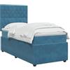 vidaXL Letto box spring con materasso Blu 100 x 200 cm Velluto