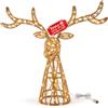 Avilia Testa di Cervo Luminosa LED Oro 65 cm, Decorazione Natalizia | Renna natalizia luminosa in ferro e polietilene glitterato, luce calda LED fissa, alimentazione USB, addobbi natalizi casa