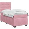 vidaXL Letto box spring con materasso Rosa 90 x 200 cm Velluto