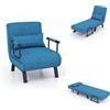 LIFEZEAL Poltrona Letto, Divano Letto, Divanetto Singolo, Schienale Regolabile, Imbottito in Spugna, Telaio in Acciaio, con Materasso, Cuscino, Braccioli, Relax, Soggiorno, Ufficio, Max150 kg, Blu