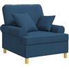 vidaXL Poltrona XL con Cuscini Blu Tessuto