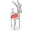 Avilia Renna Luminosa 90 cm Glitter con LED, Trama a Rombo, Argento | Decorazione natalizia in vimini con luce calda statica, a batterie senza cavi, struttura in ferro