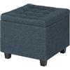 Il Gruppone Passione Casa Pouf Poggiapiedi Contenitore XXL Imbottito 45x45x41 cm - Sgabello Cubo Effetto Lino con Piedini in Legno - Cassapanca Seduta Soggiorno - Panchina Scarpiera Ingresso - Portata 150kg - Blu4