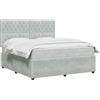 vidaXL Letto box spring con materasso Grigio Chiaro 140 x 190 cm