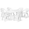 PALUPLUS Set Tavolo Ovale con 6 Sedie in Plastica da Giardino di colore Bianco, Misura tavolo 136x85x73 cm, Sedie Impilabili con Braccioli, Arredo da Esterno, Terrazzo, Made in Italy -FAR/LYR - F