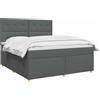 vidaXL Letto box spring con materasso Grigio Scuro 140 x 190 cm